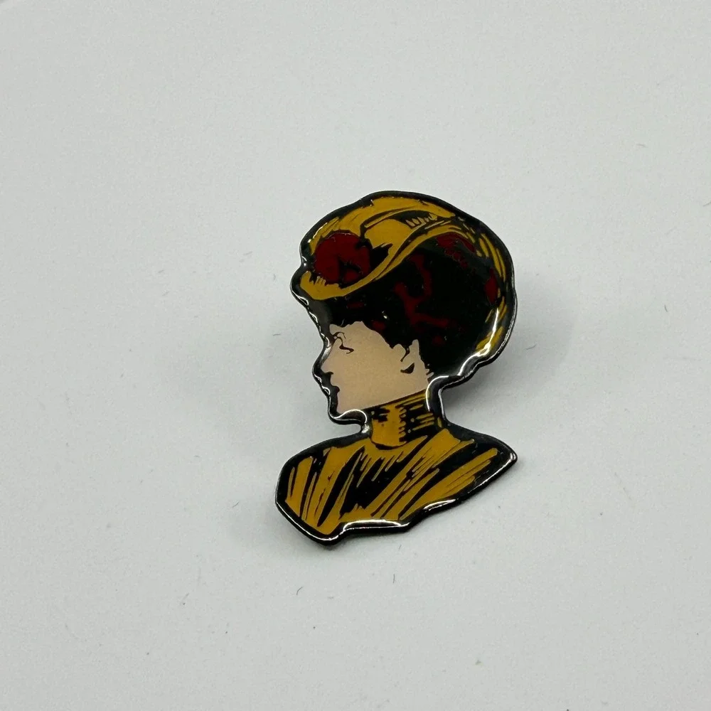 Vintage Style Lady Silhouette Enamel Pin Portrait Brooch Unique Retro Accessory